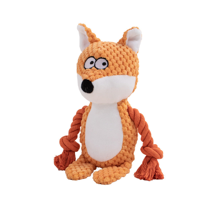 KFX-4518077 Interactive Plush Hippo Dog Toy with Sound and Rope for Tug of War Training