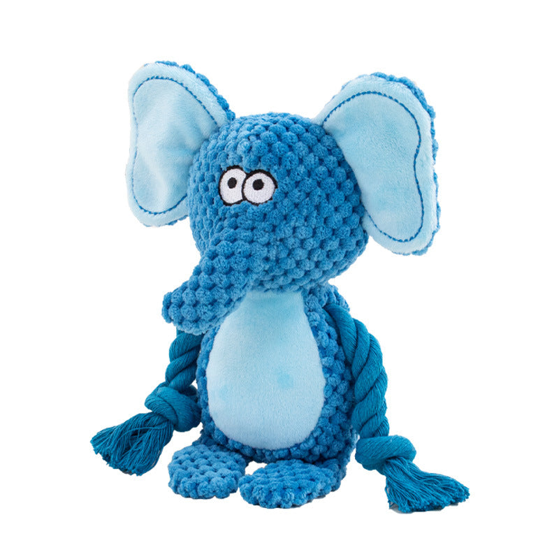 KFX-4518077 Interactive Plush Hippo Dog Toy with Sound and Rope for Tug of War Training