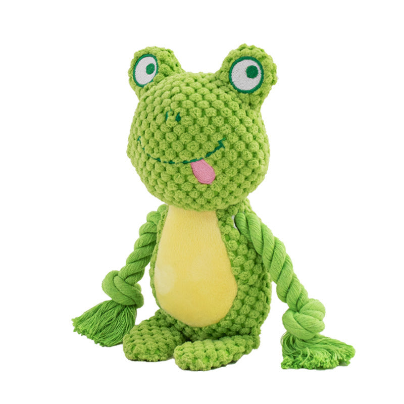 KFX-4518077 Interactive Plush Hippo Dog Toy with Sound and Rope for Tug of War Training