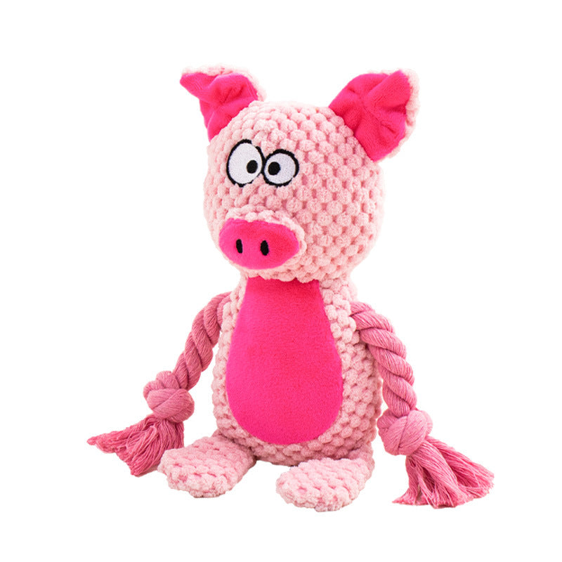 KFX-4518077 Interactive Plush Hippo Dog Toy with Sound and Rope for Tug of War Training