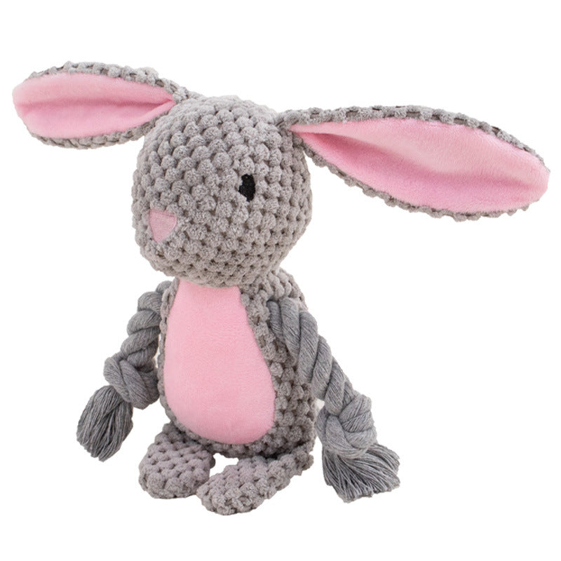 KFX-4518077 Interactive Plush Hippo Dog Toy with Sound and Rope for Tug of War Training