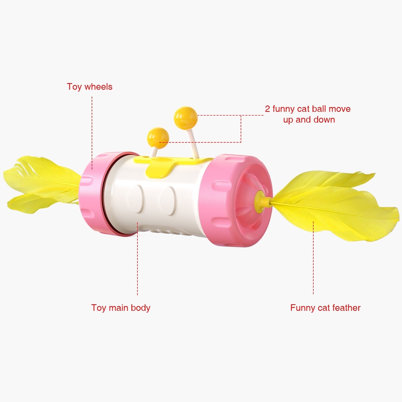 KFX-4518717 Interactive Feather Chasing Toy for Cats - Engaging Pole Tumbler Puzzle for Kittens