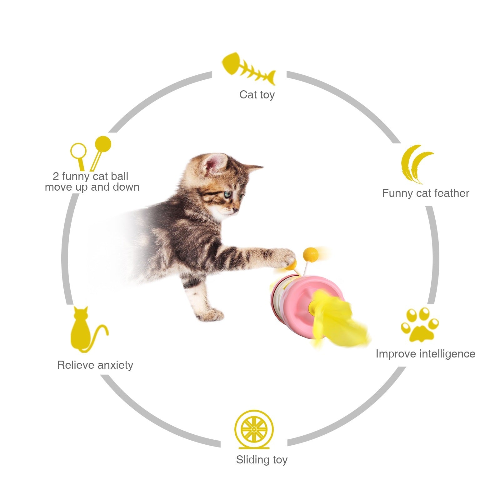 KFX-4518717 Interactive Feather Chasing Toy for Cats - Engaging Pole Tumbler Puzzle for Kittens