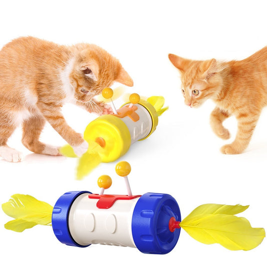 KFX-4518717 Interactive Feather Chasing Toy for Cats - Engaging Pole Tumbler Puzzle for Kittens