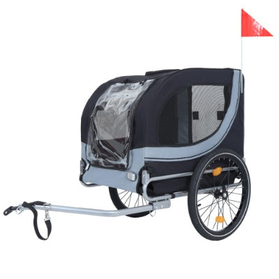 KFX-4518845 Large Folding Bike Trailer for Dogs, All-Terrain Pet Carrier, 120LB Capacity, Durable Steel Frame, Ideal for Cycling, Jogging, and Outdoor Adventures