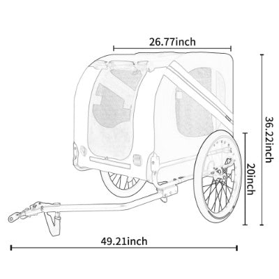 KFX-4518845 Large Folding Bike Trailer for Dogs, All-Terrain Pet Carrier, 120LB Capacity, Durable Steel Frame, Ideal for Cycling, Jogging, and Outdoor Adventures