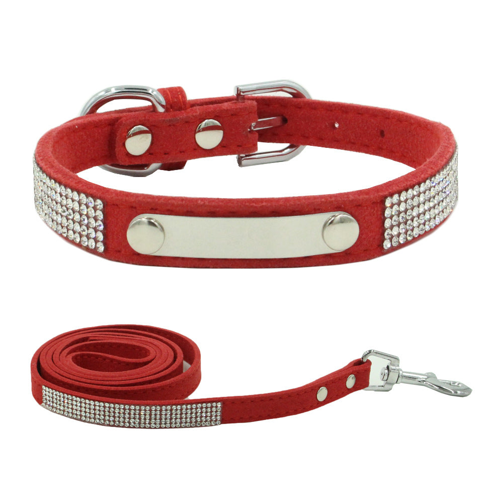 KFX-4519229 Water-Resistant Adjustable Dog Collar with Removable Pull Rope in Light Blue Korean Velvet Microfiber