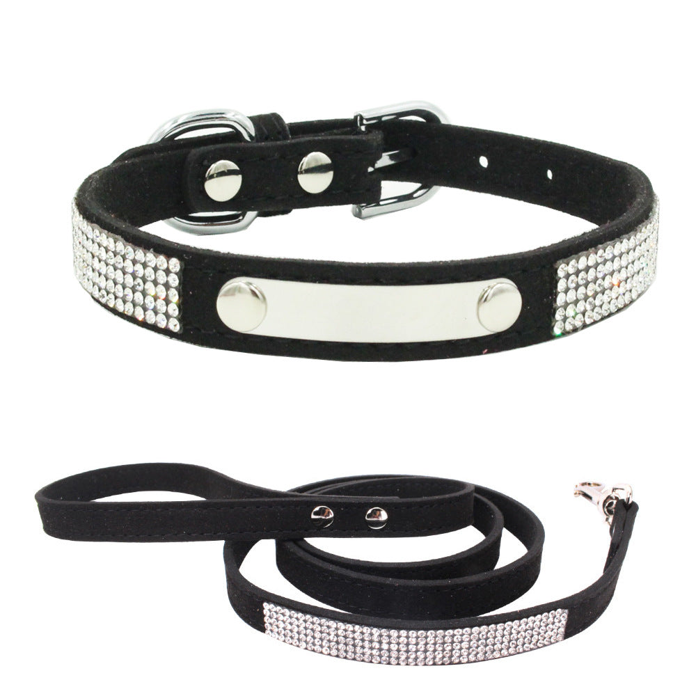 KFX-4519229 Water-Resistant Adjustable Dog Collar with Removable Pull Rope in Light Blue Korean Velvet Microfiber