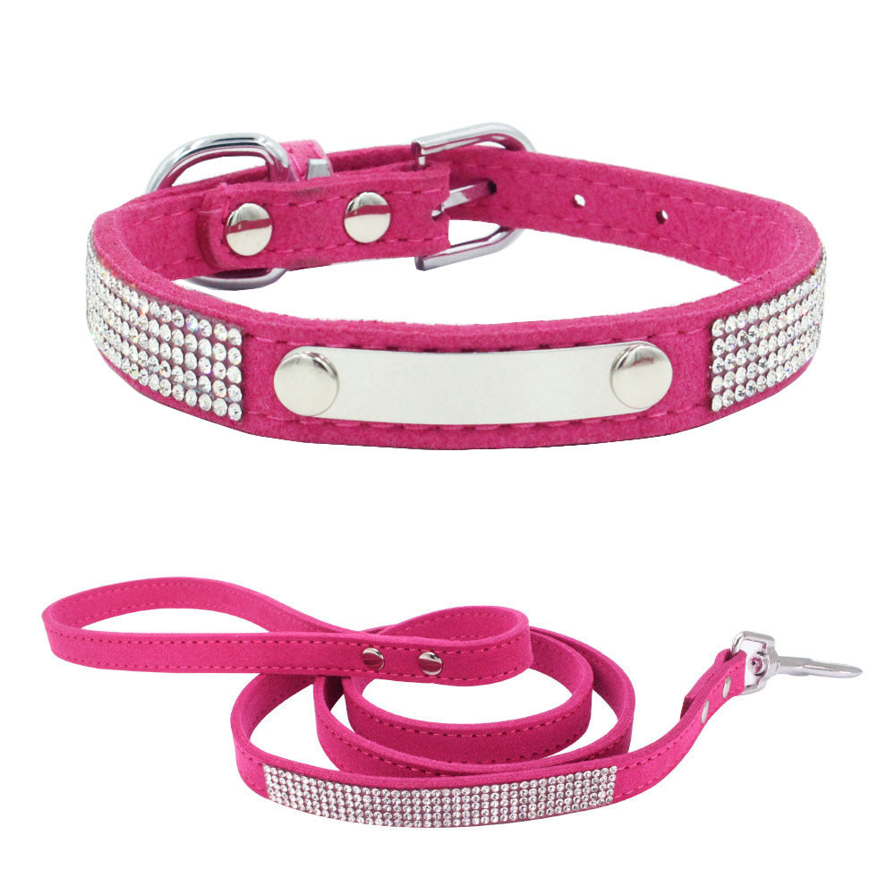 KFX-4519229 Water-Resistant Adjustable Dog Collar with Removable Pull Rope in Light Blue Korean Velvet Microfiber