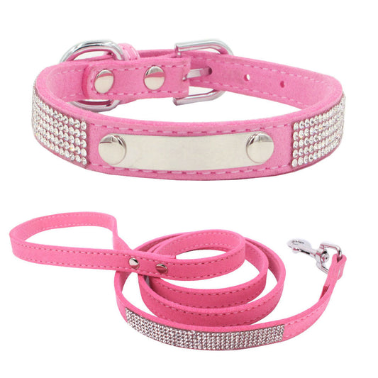 KFX-4519229 Water-Resistant Adjustable Dog Collar with Removable Pull Rope in Light Blue Korean Velvet Microfiber