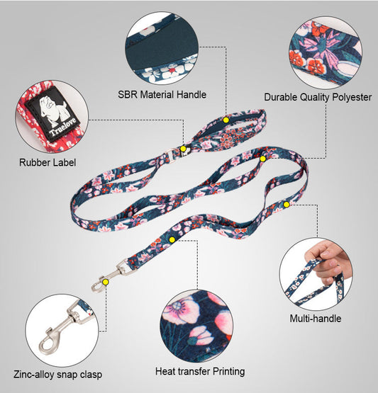 KFX-4521021 Durable Polyester Dog Traction Belt with Aluminum Shrimp Button - Multiple Colors Available