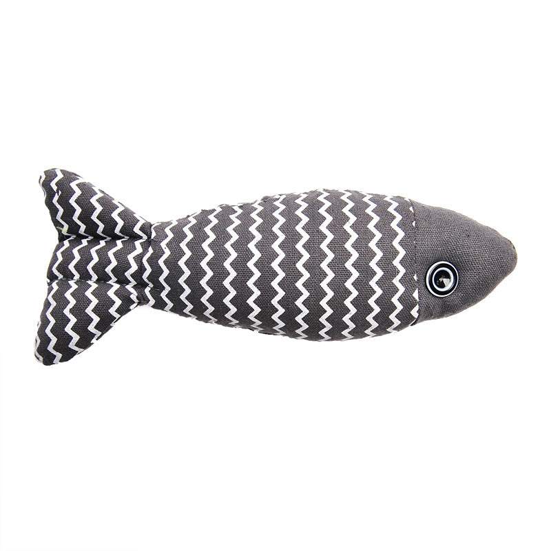 KFX-4522045 Simulated Fish Cat Toy for Dental Care and Stress Relief, Durable Canvas with Catnip