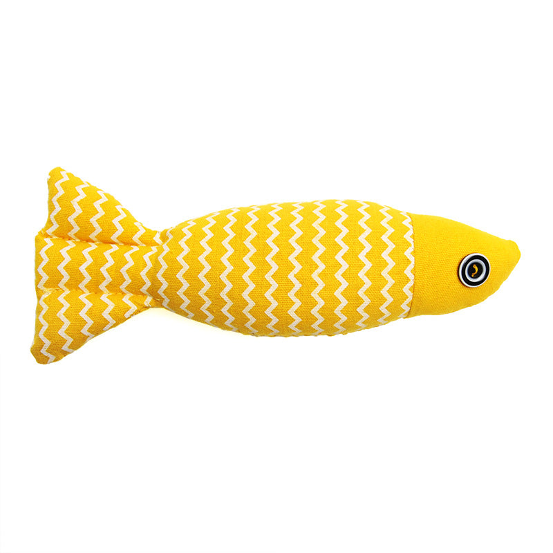KFX-4522045 Simulated Fish Cat Toy for Dental Care and Stress Relief, Durable Canvas with Catnip