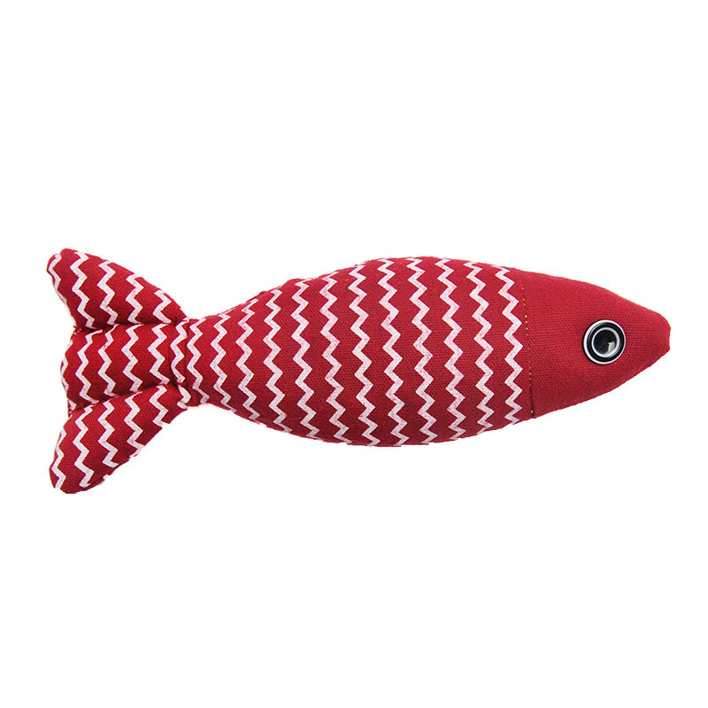 KFX-4522045 Simulated Fish Cat Toy for Dental Care and Stress Relief, Durable Canvas with Catnip