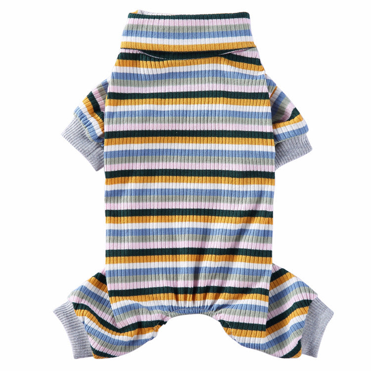 KFX-4523837 Stylish Striped High Collar Pajamas for Dogs in Various Colors