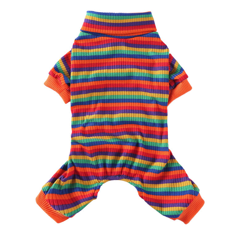 KFX-4523837 Stylish Striped High Collar Pajamas for Dogs in Various Colors