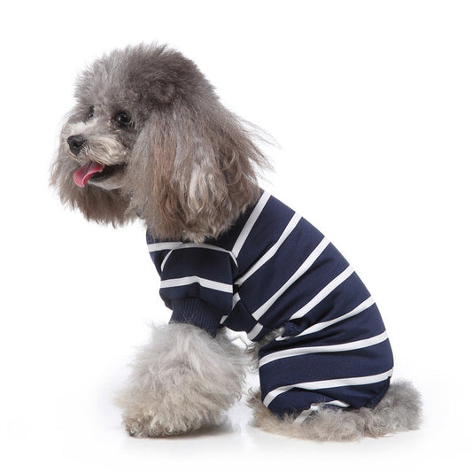 KFX-4523837 Stylish Striped High Collar Pajamas for Dogs in Various Colors