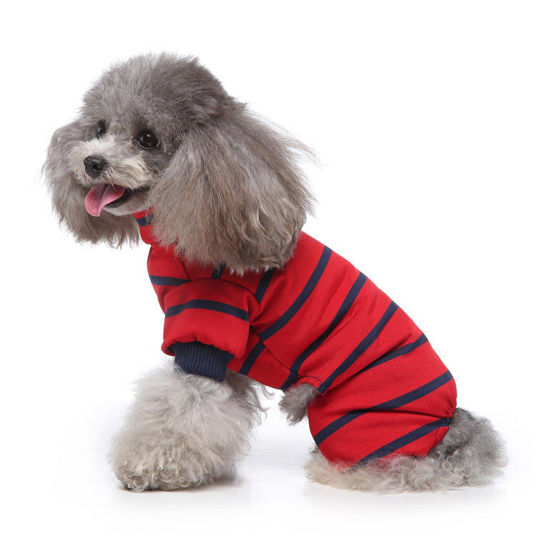 KFX-4523837 Stylish Striped High Collar Pajamas for Dogs in Various Colors