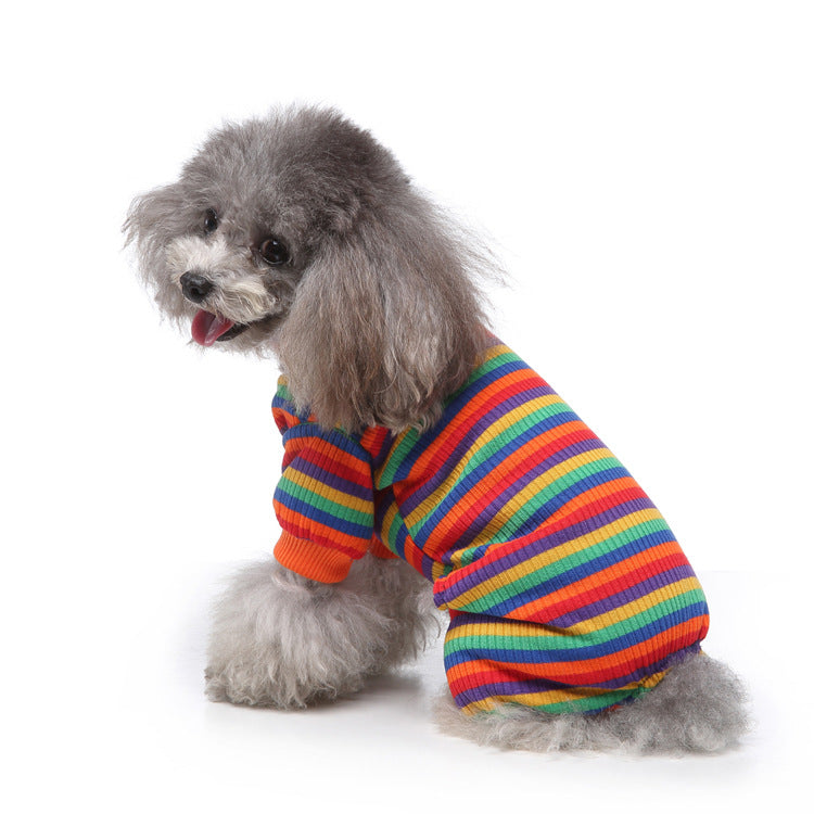KFX-4523837 Stylish Striped High Collar Pajamas for Dogs in Various Colors