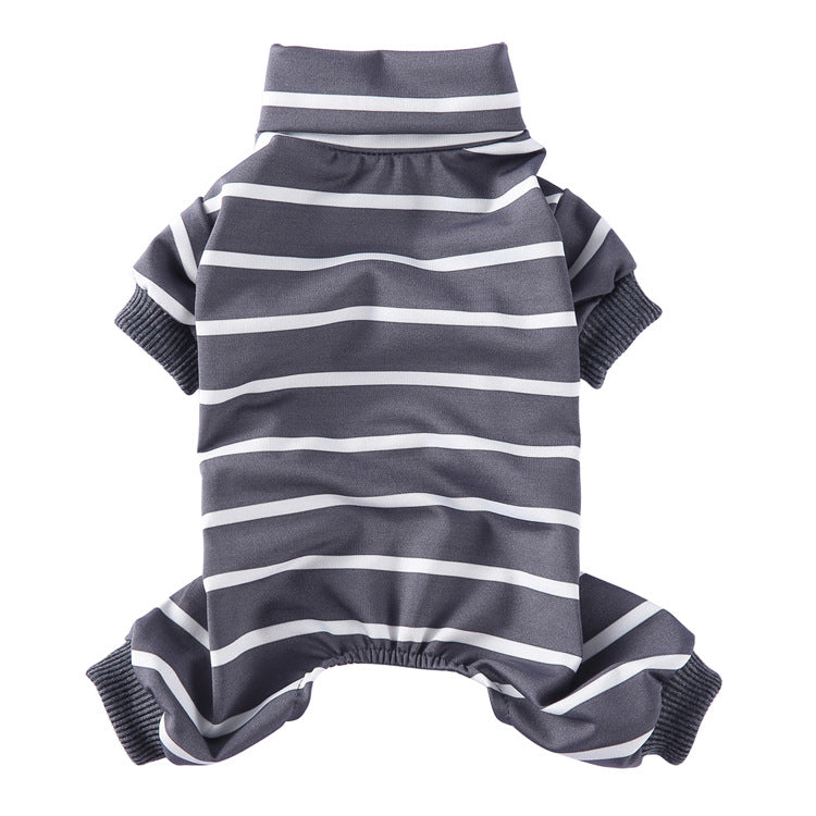 KFX-4523837 Stylish Striped High Collar Pajamas for Dogs in Various Colors