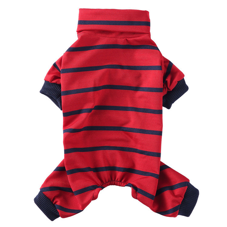 KFX-4523837 Stylish Striped High Collar Pajamas for Dogs in Various Colors
