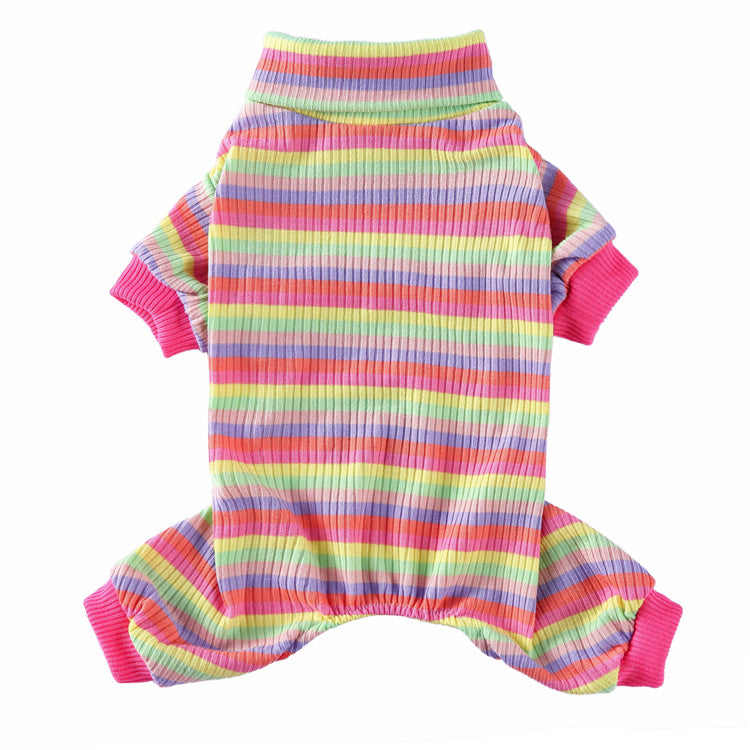 KFX-4523837 Stylish Striped High Collar Pajamas for Dogs in Various Colors