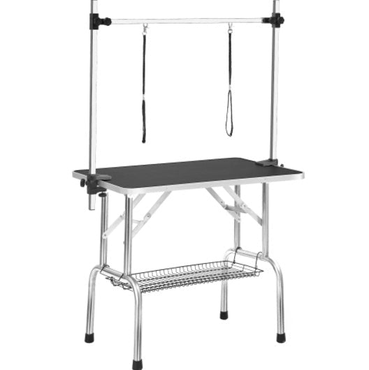 KFX-4524861 Adjustable Heavy Duty Portable Dog Grooming Table with Armrests and Anti-Slip Surface