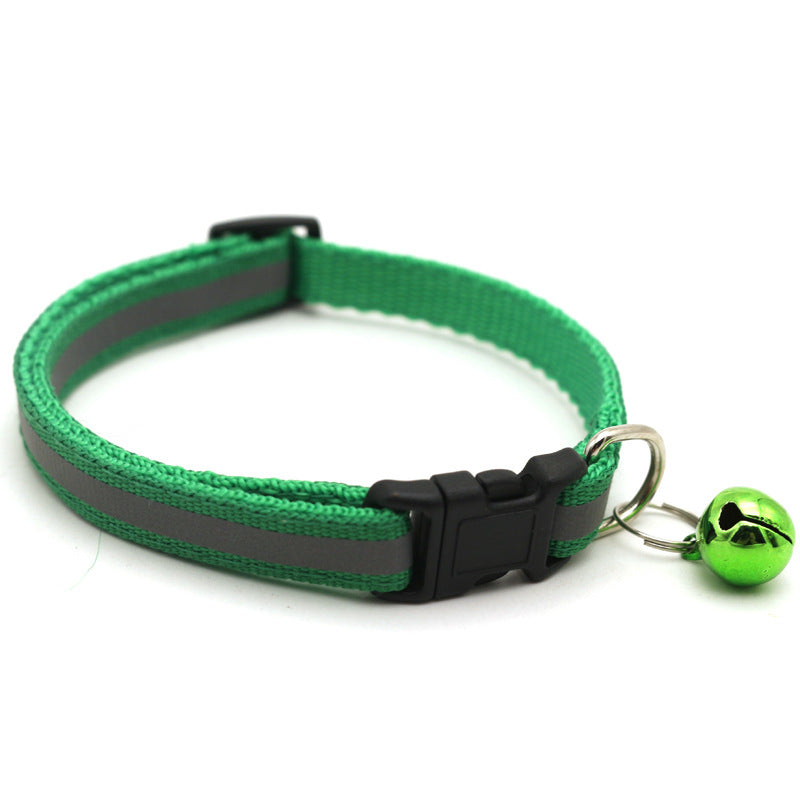 KFX-4524989 Reflective Monochrome Cat Collar with Copper Bell, Adjustable 19-32cm