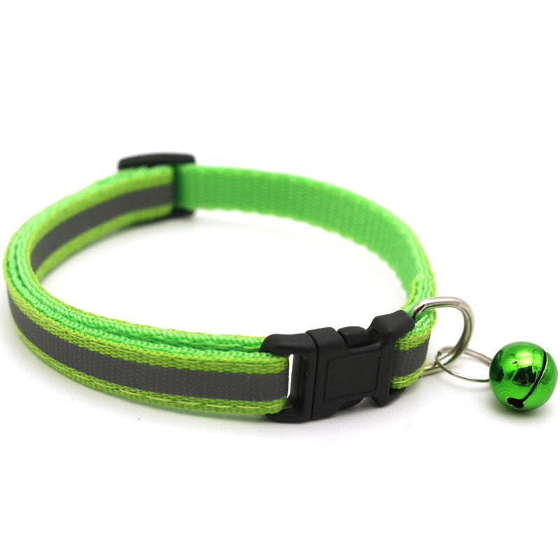 KFX-4524989 Reflective Monochrome Cat Collar with Copper Bell, Adjustable 19-32cm