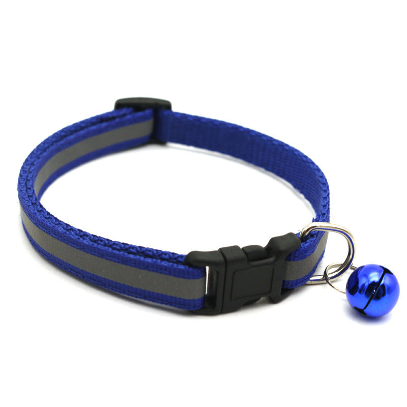 KFX-4524989 Reflective Monochrome Cat Collar with Copper Bell, Adjustable 19-32cm