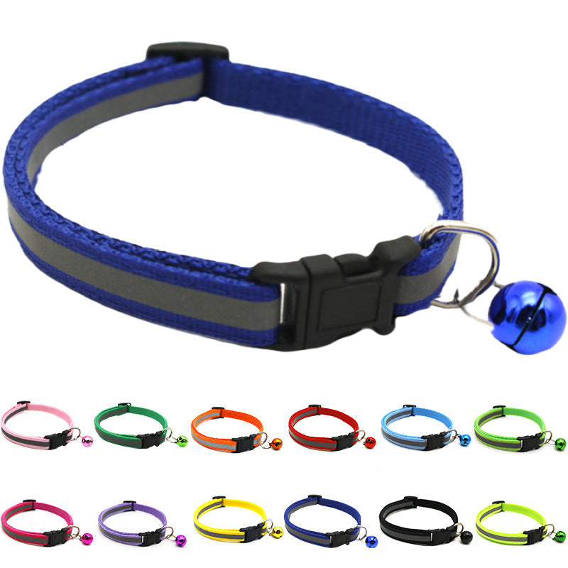 KFX-4524989 Reflective Monochrome Cat Collar with Copper Bell, Adjustable 19-32cm