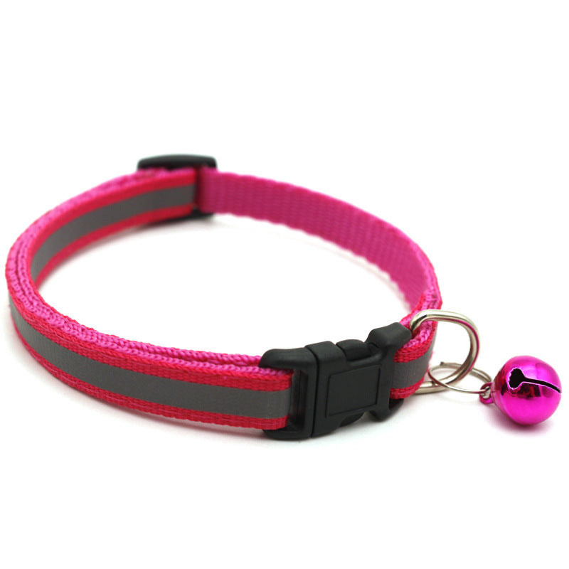 KFX-4524989 Reflective Monochrome Cat Collar with Copper Bell, Adjustable 19-32cm