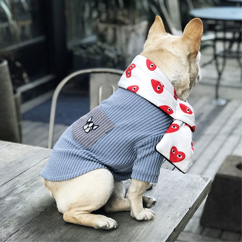 KFX-4525373 Casual Contrast Pocket Embroidered Dog T-Shirt for Everyday Wear