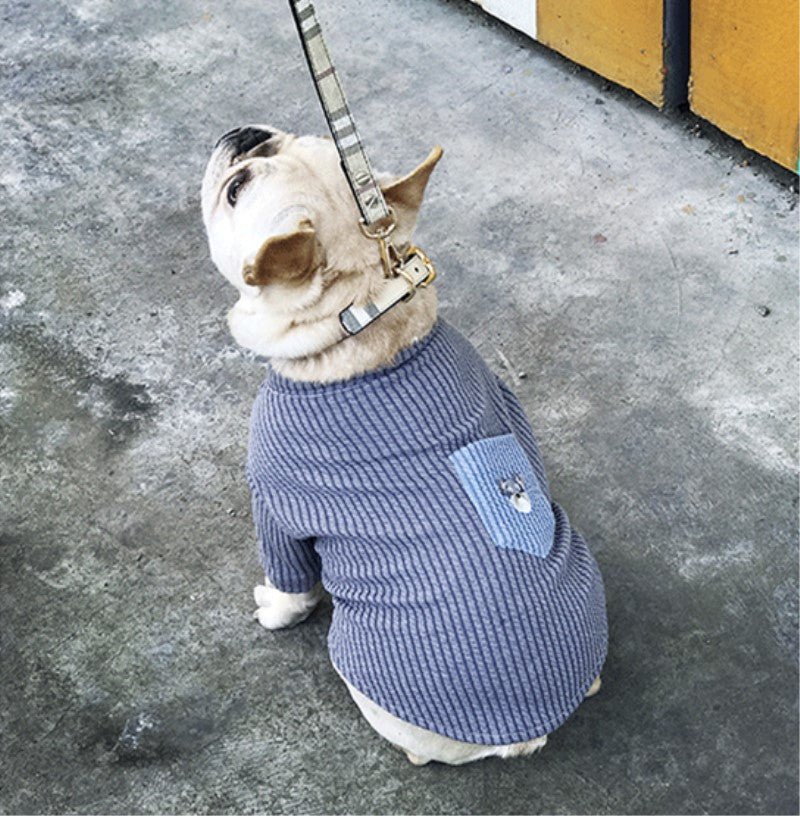 KFX-4525373 Casual Contrast Pocket Embroidered Dog T-Shirt for Everyday Wear