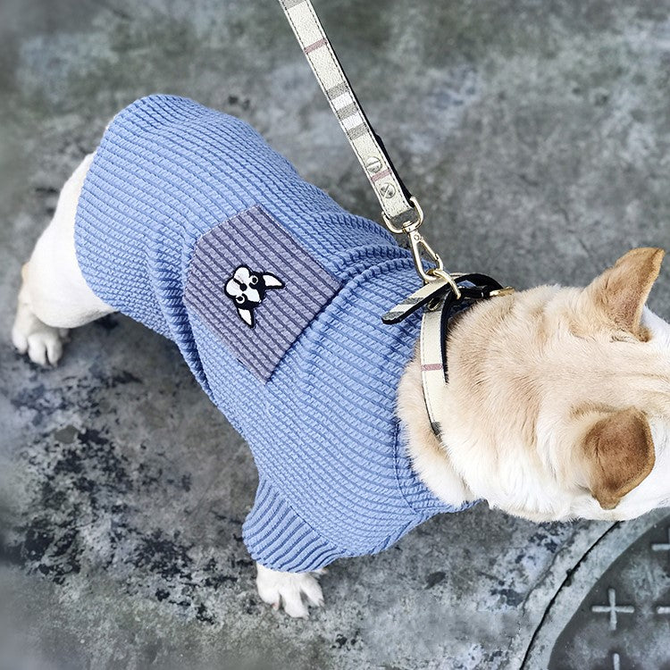 KFX-4525373 Casual Contrast Pocket Embroidered Dog T-Shirt for Everyday Wear