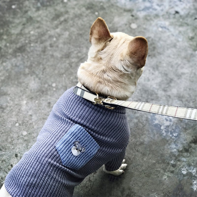 KFX-4525373 Casual Contrast Pocket Embroidered Dog T-Shirt for Everyday Wear