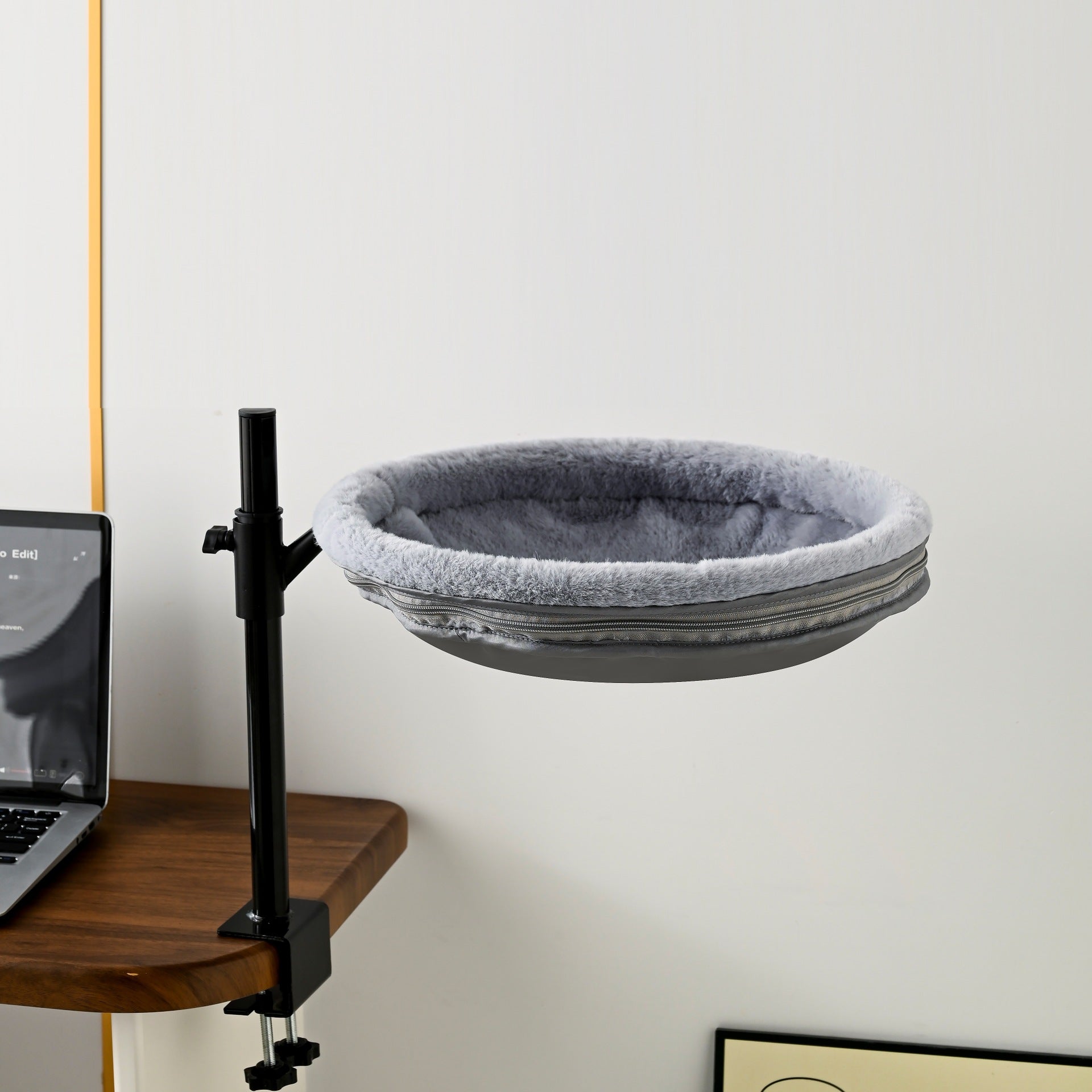 KFX-4526653 Suspended Cat Bed with Black or White Stand and Plush Nest Options