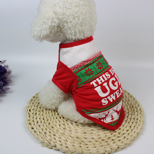 KFX-4527165 Autumn and Christmas Two-Legged Vest for Puppies - Cute Teddy Clothes