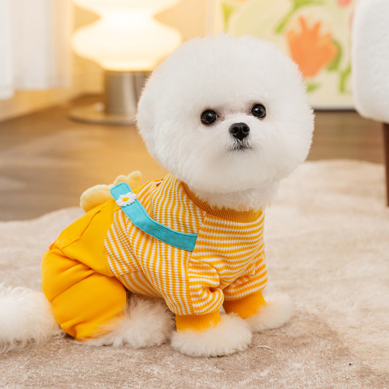 KFX-4527549 Three-Dimensional Chicken Design Warm Dog Clothing in Yellow, Sizes XS to XXL