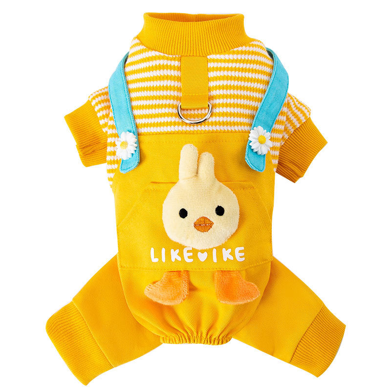 KFX-4527549 Three-Dimensional Chicken Design Warm Dog Clothing in Yellow, Sizes XS to XXL