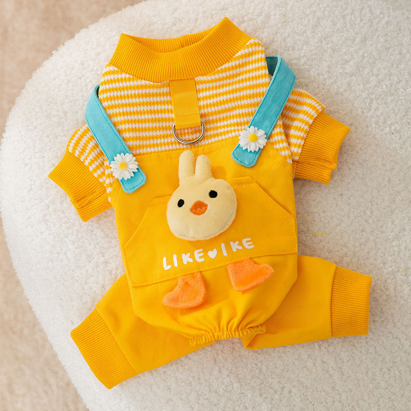 KFX-4527549 Three-Dimensional Chicken Design Warm Dog Clothing in Yellow, Sizes XS to XXL