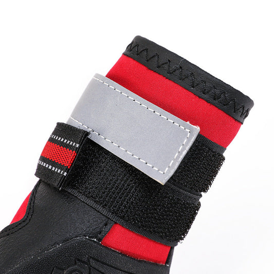 KFX-4529597 Reflective Waterproof Dog Shoes with Stretch Fabric and Rubber Sole