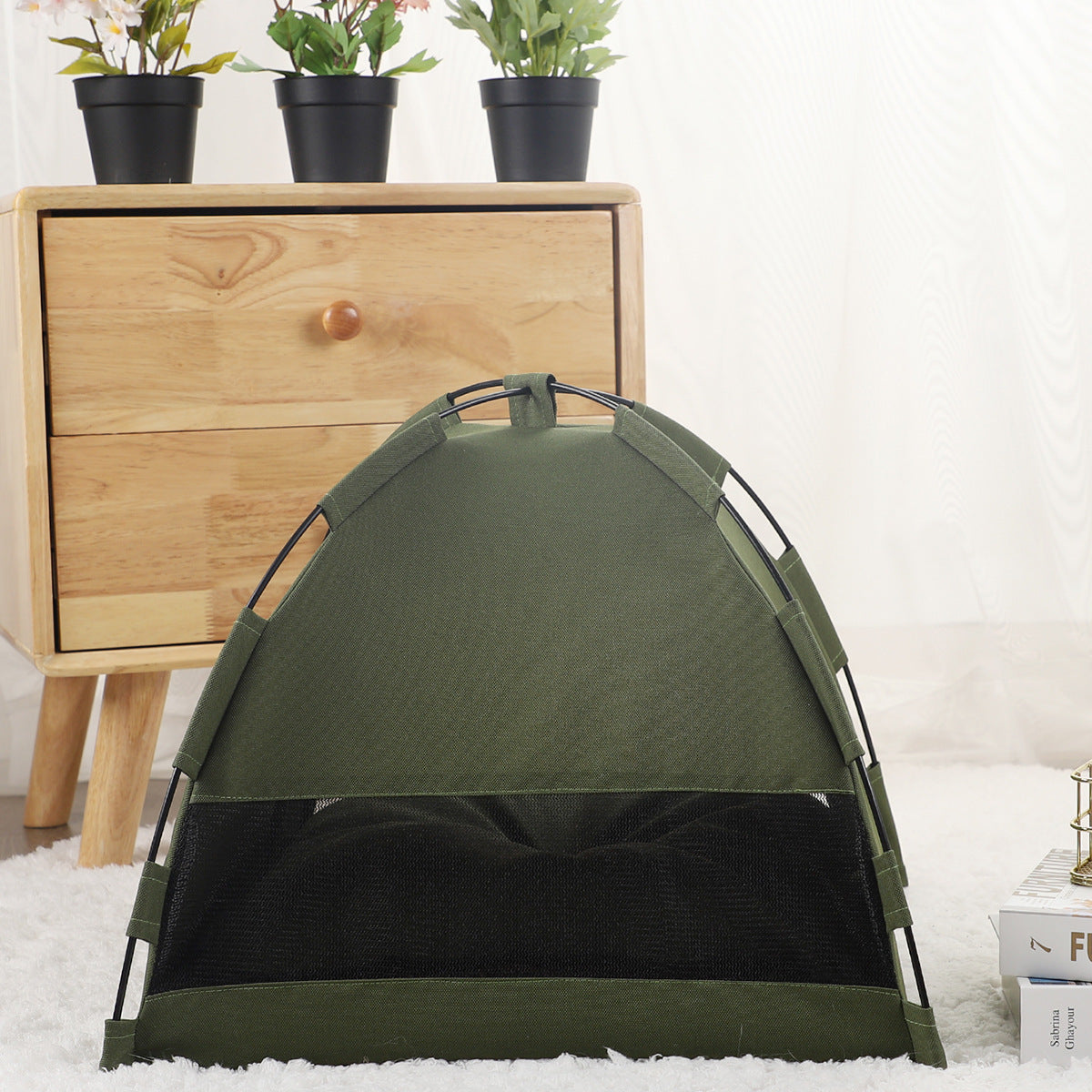 KFX-4530237 Cozy Portable Cat Tent Bed with Removable Non-Slip Soft Pad for Cats and Small Dogs