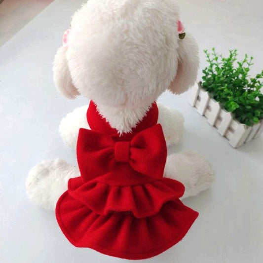 KFX-4531133 Solid Color Pet Dress for New Year and Christmas - Wool Material, Various Sizes Available