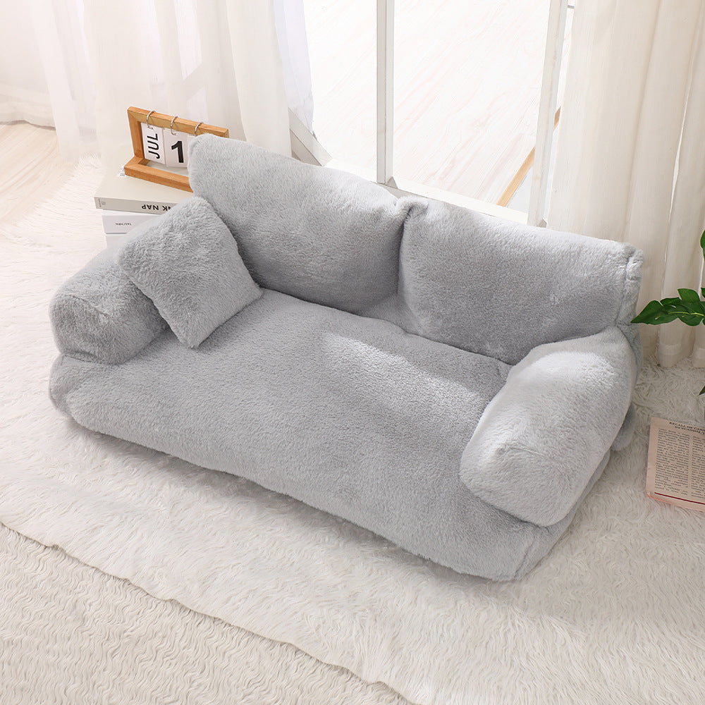 KFX-4534205 Warm Rabbit Plush Sofa Nest for Pets - Multiple Sizes Available
