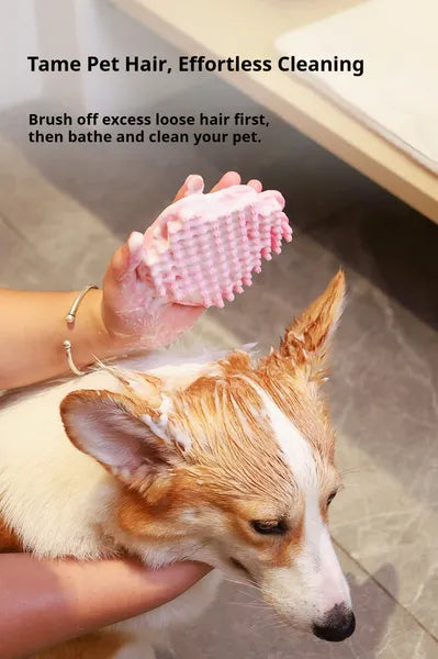KFX-4534333 Pet Bathing Brush with Gentle Rubber Massage Comb for Dogs