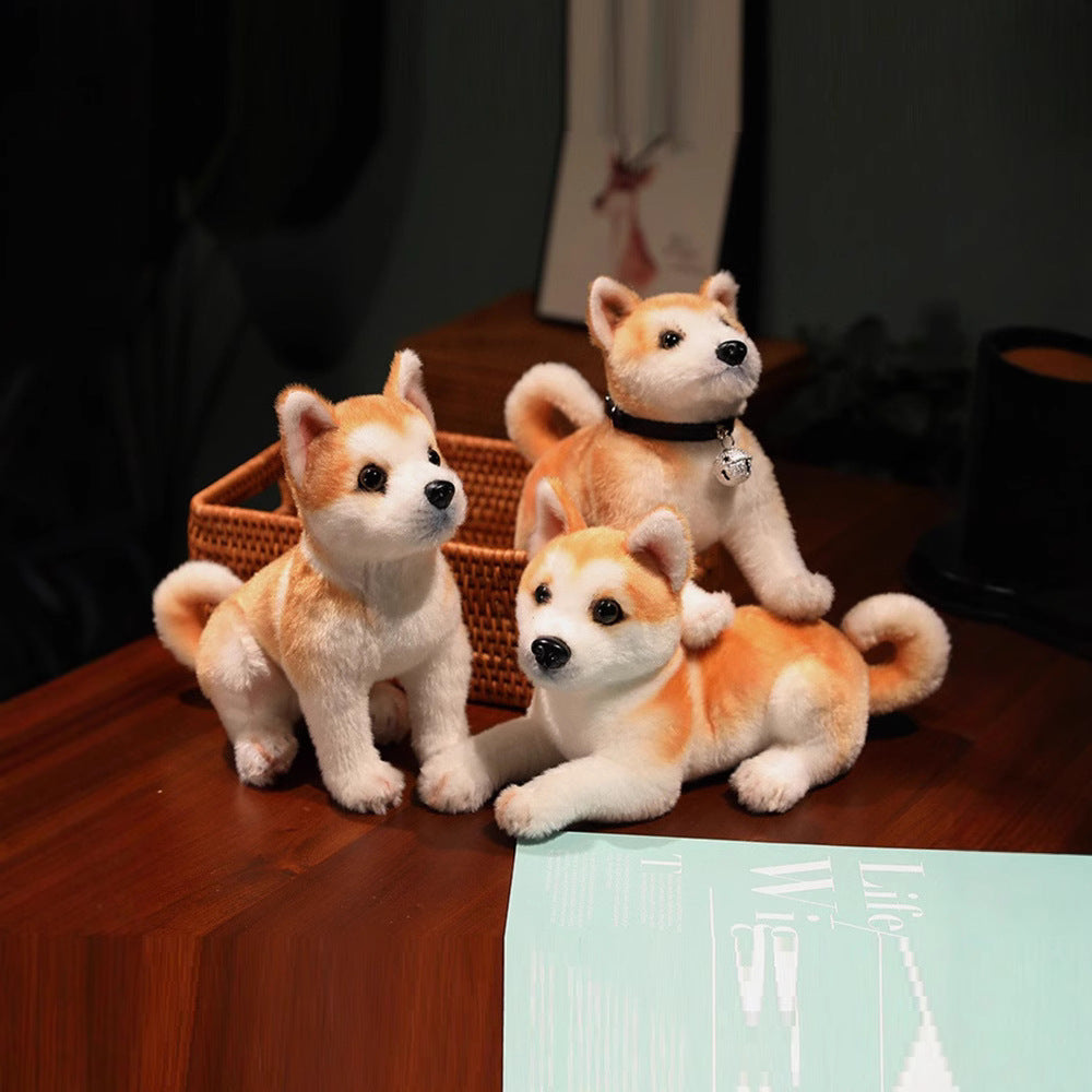 KFX-4538173 Akita Plush Toy in Various Poses: Lying, Sitting, and Standing Options