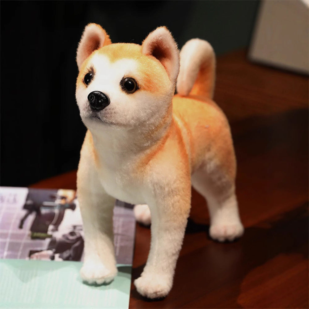 KFX-4538173 Akita Plush Toy in Various Poses: Lying, Sitting, and Standing Options