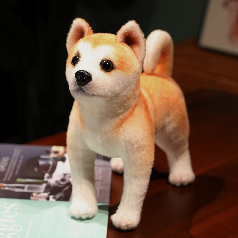 KFX-4538173 Akita Plush Toy in Various Poses: Lying, Sitting, and Standing Options