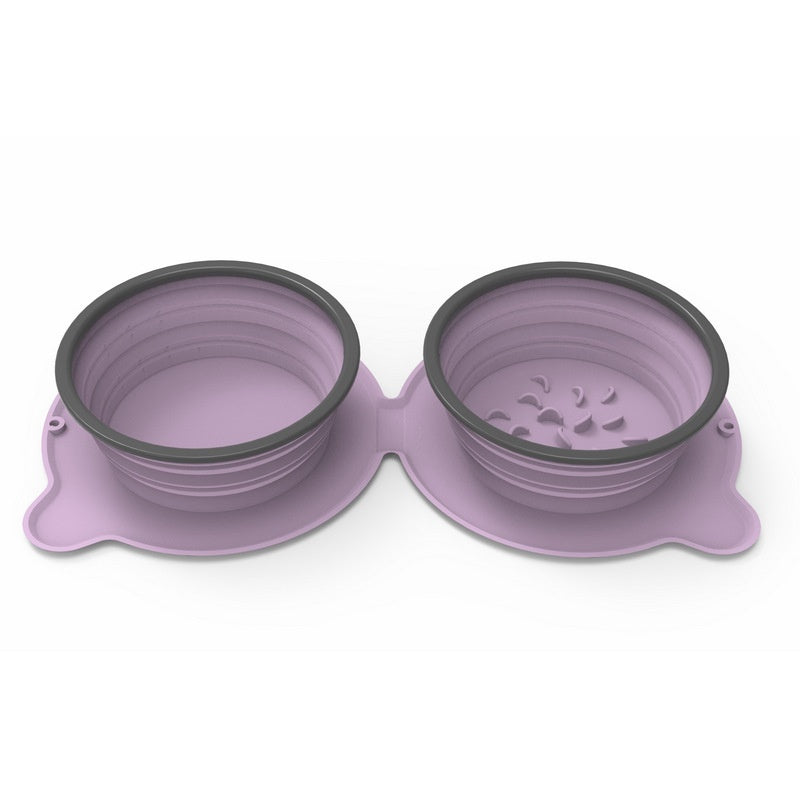 KFX-4538685 Collapsible Silicone Dog and Cat Bowls - Non-Slip Folding Pet Food and Water Bowls for Travel
